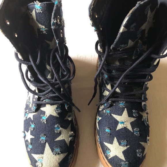 Denim Combat Boots - Picture 3 of 6